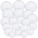 LIHAO 20PCS White Paper Lanterns Decorative Chinese Lanterns for Wedding Decor, Bridal, Baby Shower, Christmas, Birthday, Party Decorations, DIY Crafts(Size of 6”, 8”, 10” 12’’)
