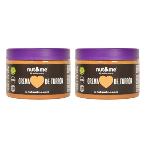 Crema de turrón 500 gr nut&me | A base de almendra 78% | Sabor turrón de Jijona | Sin gluten | Fuente de proteínas | Vegnao | Sin lactosa | Pack 2 x 250 gr