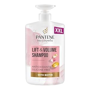 Pantene Biotin & Rose Water Hair Thickening Shampoo, Lift ‘n’ Volume, 1l, Silicone Free Volume Shampoo