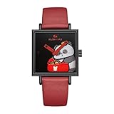 GOLDEN MAPLE Fancy Ladies Watch, Quartz Movement Watches for Women, Square Case with Leather Strap