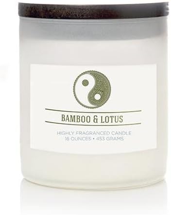 Colonial Candle Bamboo Lotus Aromatherapy Candle, 16 oz, White