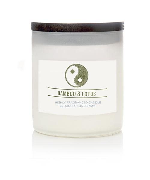 Colonial Candle Bamboo Lotus Aromatherapy Candle, 16 oz, White