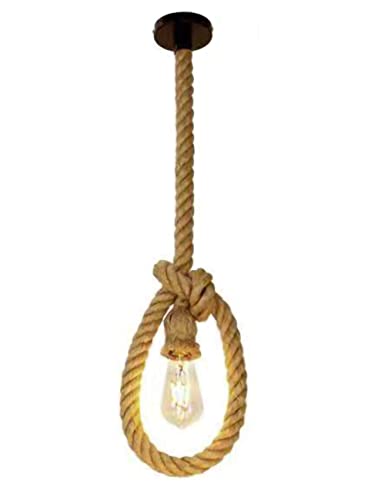 Lampada A Sospensione Vintage In Corda Di Canapa, Lampada Retrò E27 Con Cavo Da 1 M Per Cucina Casa Bar Magazzino Fattoria Lampadina Non Inclusa 92005498