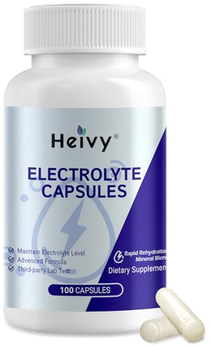 Image of Heivy Electrolyte Capsules, 100 Count (Size 0) - Made in USA | Sodium Salt Tablets (500mg Sodium &100mg Potassium), Salt Pills for POTS, for Hydration Supplement