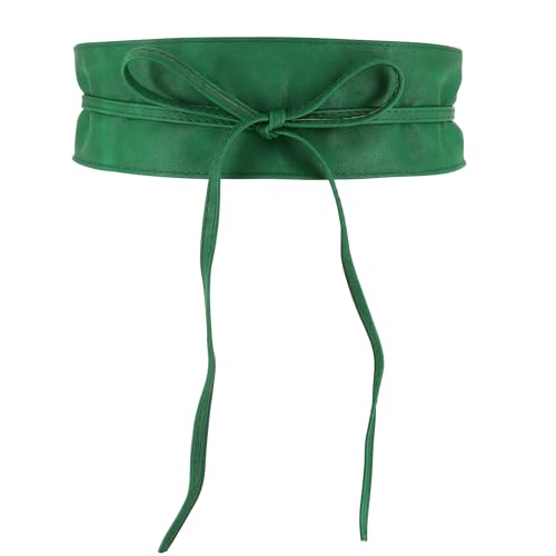 FASHIONGEN - Cinturón de Mujer Obi Ancha de Cuero sintética, para Vestido, MICA - Verde, S-M