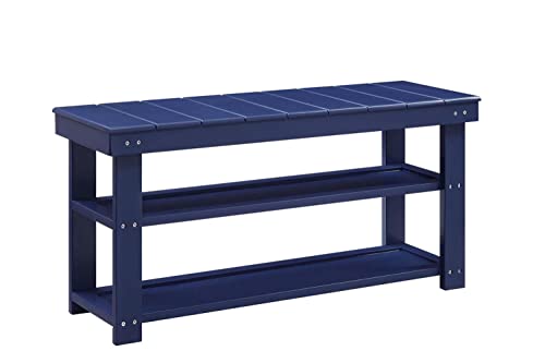 Convenience Concepts Oxford Utility - Banco de vestíbulo, color azul cobalto, madera