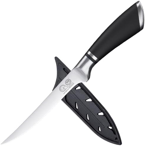 XYJ 6 Inch Fillet Knife Kitchen Cutlery,Ultra Sharp Stainless Steel Salmon Fish Meat Carving Steak Knife,Professional Deboning Knife With Sheath Case