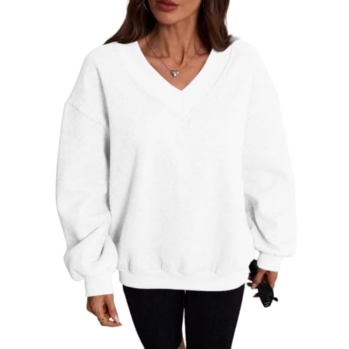 V Neck Sweatshirts for Women Oversized Fleece Sweatshirts Winter Outfits - image 4
