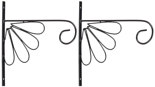 Image of Amazon Brand - Solimo Plant Hanger Brackets Wall Mounted Metal Hanging Hooks /Holder for Indoor Outdoor Planters (Black, Set of 2)
