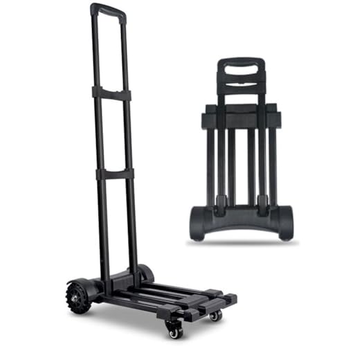 QUTBAG Diable Pliable, Chariot Utilitaire de Camion à Plate-Forme Robuste, Chariot à Bagages Pliable et léger avec 4 Roues rotatives, Chariot de Diable Pliable avec poignée réglable