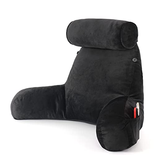 Sutailocus Reading Pillow Reading Pillows For Sitting In Bed Adult Backrest Pillow Contains Neck Roll For Bed, Sofa, Carpet Cushion To Provide Back Support (Black, Large) #TOP20