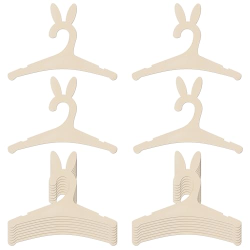 20 Pack Wooden Bunny Ears Newborn Baby Girl Boy Hangers for Nursery, 9 Inch Kids Toddlers Children Infant Hangers for Baby Shower Crate Closet Clothing Storage