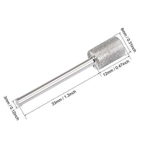 sourcing map 2 Stk. Diamantbefestigte Spitzen Präzisionswerkzeuge 8mm Kopf 1/8 Zoll Schaft