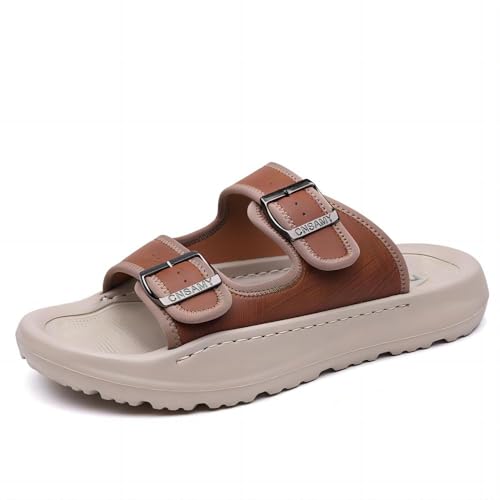 Mens Casual Adjustable Anti-Slip Sandals Summer Beach Lightweight Buckle Outdoor Waterproof Open Toe Slippers