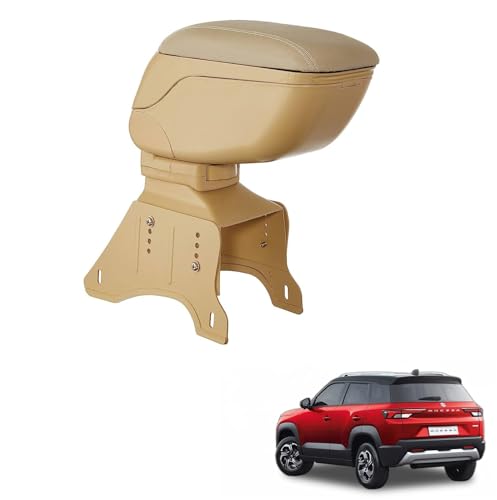 Kozdiko Car Centre Console Hand Armrest Beige Compatible with Maruti Suzuki Brezza (2022-Present)