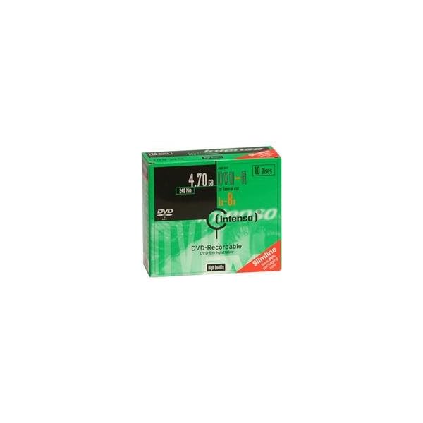 Intenso DVD-R Rohlinge 4,7 GB 1-8x kratzfest Cover-Card 10er Pack Slim Case