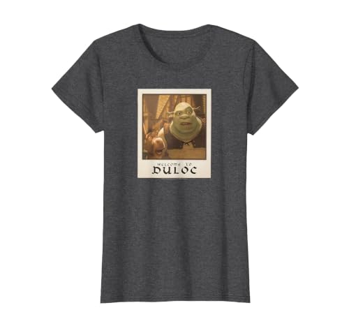 Shrek Welcome to Duloc Shrek and Donkey Polaroid T-Shirt, Women, Dark Heather Grey, X-Small