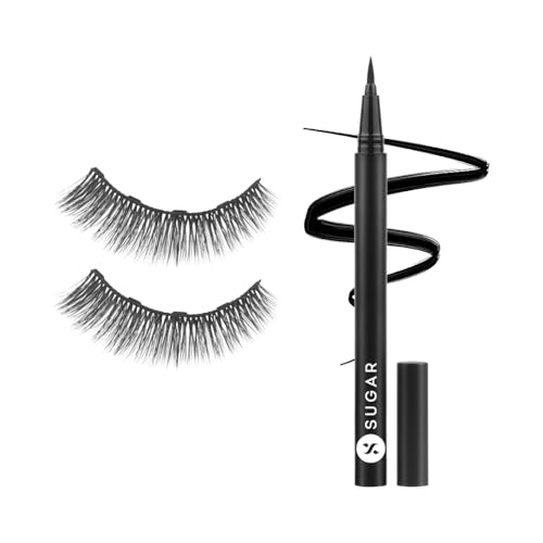 SUGAR Cosmetics Maximeyes Drama Magnetic Eyelashes & Pencil Eyeliner, Matte Finish – 03 Melodrama – Bold & Dramatic (Volumizing) – 3 Ml, Black