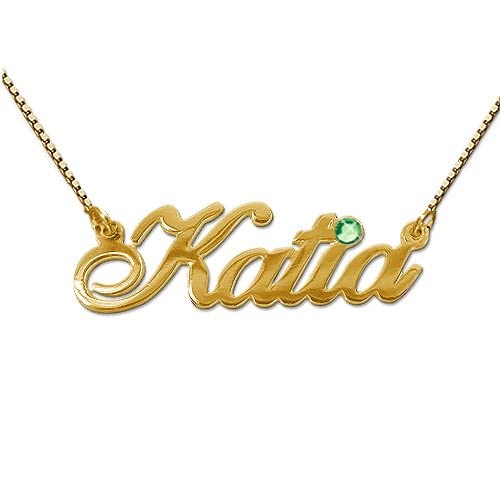 MyNameNecklace MYKA - Collar Personalizado con Nombre con Cristal en Plata de Ley - Regalos para Mujer, Regalo para Ella