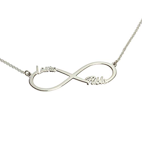 Collar infinito personalizado con nombres en plata de ley 925-RINCONDELARTESANO.ES