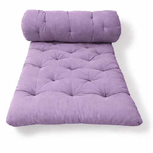 Image of ATOOTFUSION Foldable Star Cotton Floor Mattress 72x36x5 Inch | Soft Thick Firm Handcrafted Tufted Futon Gadda for Guest Sleeping, Yoga & Picnic | Lightweight Rollable (Lilac)