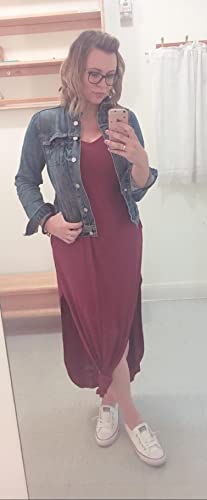 Image of GRECERELLE Women's Summer Maxi Dress Casual Loose V Neck Short Sleeve Side Split Long Dresses with Functional Pockets