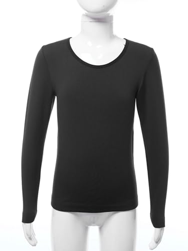Kids Girls Thermal Underwear Tops Long Sleeve Shirts Round Neck T-Shirt Stretchy Base Shirt for Dance Training3