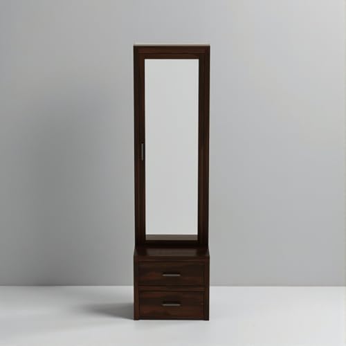Image of The Attic Jaisal Dressing Table for Bedroom with Full-Length Mirror, Solid Wood, Walnut Matt Finish