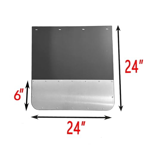 Image of BST BSSP Pair Universal Mud Flaps w /Stainless Steel Plates for Semi-Truck Trailer Truck, 24x24 Splash Guard with Heavy Duty Mud Flap Weights Bottom Chrome for Peterbilt Kenworth Volvo (24in x 24in)