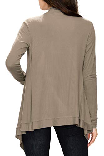 Image of Lock and Love Women's Draped Front Open Asymmetrical Cardigan - Casual Long Sleeve Lightweight Duster