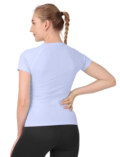 Image of MathCat Seamless Workout Tops for Women Short Sleeve Yoga Running Shirts,Breathable Athletic Compression Shirt Women XS-XL