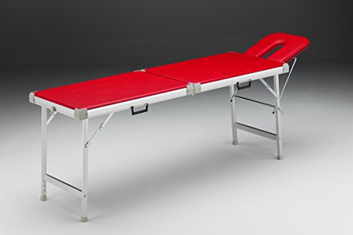 Alu-Kofferliege 56 x 210 cm inkl. Kopfteil m i t Nasenschlitz Farbe kirschrot Cover