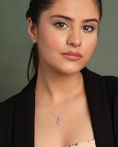 Image of Clara 925 Silver Solitaire Pendant Necklace with Chain for Women & Girls