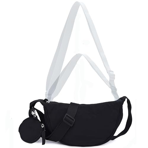Image of Nylon Crescent Crossbody Bag for Women Purses Trendy Men,Small Travel Sling Bag Hobo