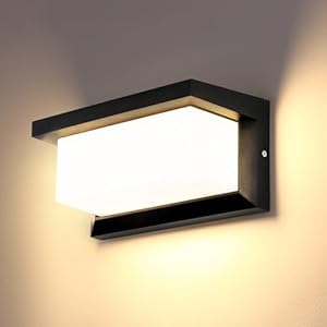 Lightsjoy LED Wandleuchte Außen 18W IP66 Wasserdicht Außenlampe Außenbeleuchtung Wand Rechteck Wandlampe Alu Außenwandleuchte für Außenbreich Outdoor Veranda Garage-Warmweiß