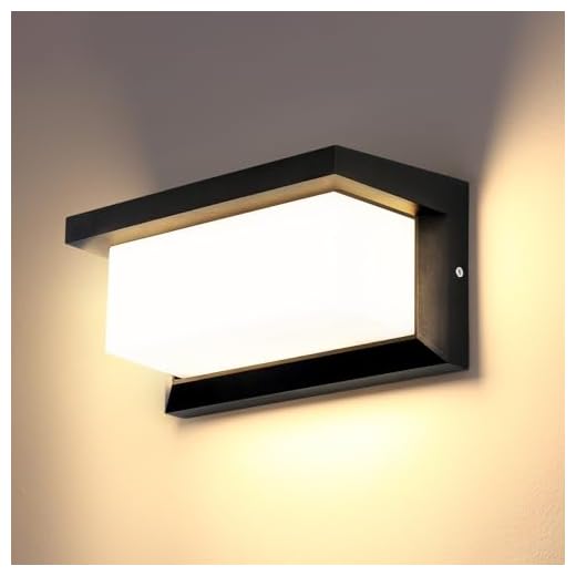 Lightsjoy 18W Lámpara de Pared Exterior Impermeable IP65 Negro Apliques de Pared LED Aplique Exterior Pared,Luz de Pared Moderno para Jardines Pasillo Terraza,1800Lumen-Blanco cálido 3000K