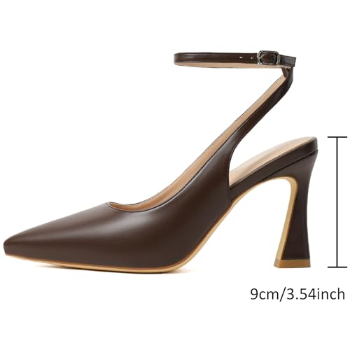 Image of Susanny Womens Slingback Closed Toe Ankle Strap High Heels Pointed Toe Pumps Comfortable Stiletto Sexy Buckle Strappy Dressy Shoes for Wedding Bridal Party Work