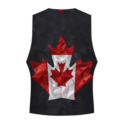 Canada Flag Diamond Novelty Men's Suit Vest Casual Formal Dress Vests Business Waistcoat4