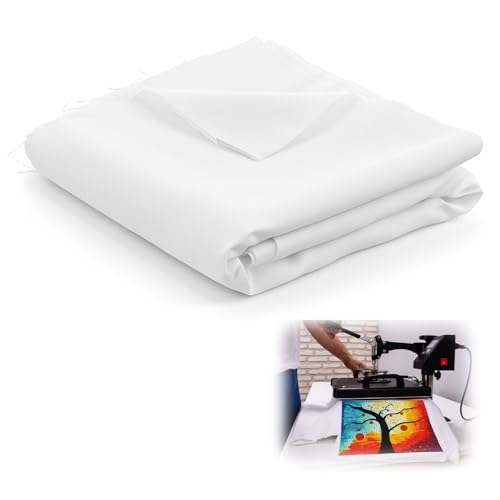 HunnmingRe 1 Yard White Sublimation Polyester Fabric, 65' Wide Precut & Heat Press Ready - 100% Polyester Soft Smooth Material for DIY Crafts, Heat Transfer...