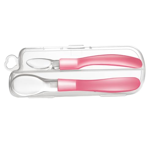 IWOWHERO Silicone Spoon Training Tableware Set Non-breakable Soft Head Comfortable Grip Material