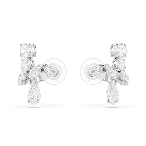 Swarovski Boucles d'oreilles clip Matrix, Tailles variées, Blanches, Métal rhodié
