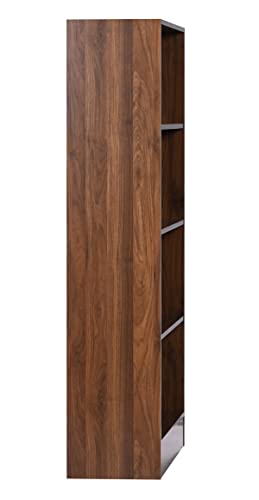 Image of DeckUp Muvo 4-Shelf Engineered Wood Book Shelf and Display Unit (Walnut, Matte Finish)