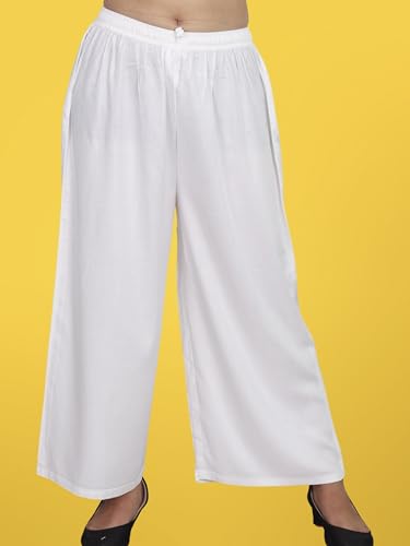 Image of KASANI Women's Solid Rayon Palazzo Pants Regular Palazo