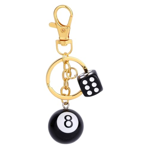 Goktvai Pallina 8 Biliardo Portachiavi Dorate, Moda Dado Palla Biliardo 8 Portachiavi Grazioso Accessorio per Borsa con Estetica Y2K per Donne e Uomini