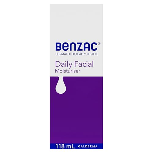 15% off - Benzac Daily Facial Moisturiser for Acne Prone Skin 118ml, Hydrates & Protects Skin Moisture Barrier for 8 Hours, Oil Free Lotion for Breakout Prone Skin, Dermatologist Tested, Non-Comodogenic