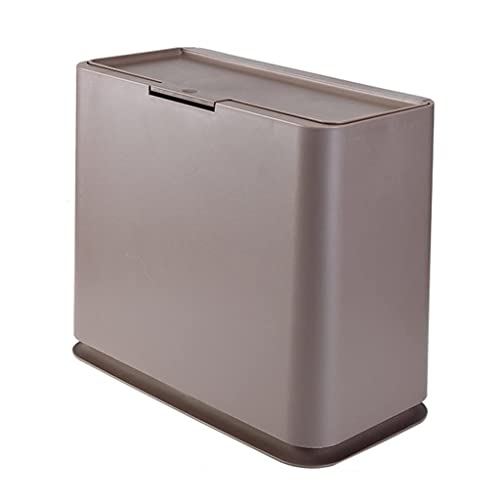 Wastebasket Trash Cans with Lid Rectangular Waste Bins Home Compost Bins Dog-Proof Office and Hotel Garbage Recycling Bins Garbage Can Trash Bin (Color : Gold) (Brown)