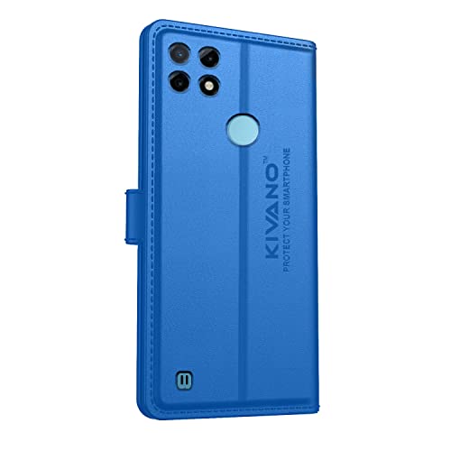 Image of Compatible with Realme C21 Flip Cover | Leather Finish | Inside Pockets & Inbuilt Stand | Shockproof Wallet Style Magnetic Closure Back Cover Case