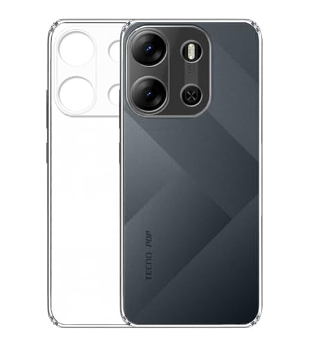 Image of Soft Silicone TPU Back Cover Compatible with Tecno Pop 7 Pro, Transparent