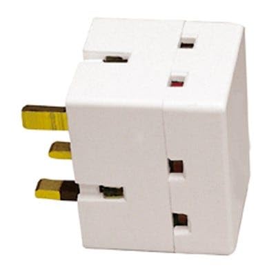 Image of kenable 3 Way Block Socket Splitter 13A Mains Adapter with Fuse | BS 1363/3 Certified | 250V Power Extension | White