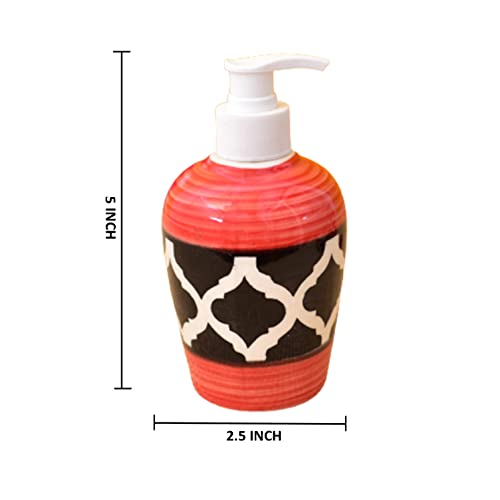 Image of Ceramic Liquid Soap Dispenser, 300 ml, Red | Refillable Pump Bottle for Hand Wash, Lotion, Shampoo & Kitchen Use, 1 Pieces